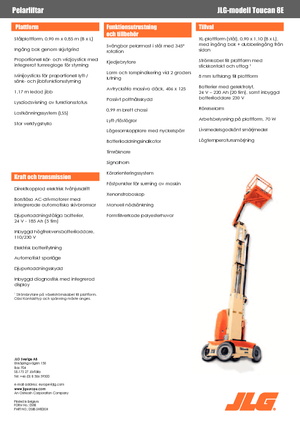 सिंगल वर्टिकल मास्ट बूम लिफ्ट JLG-Toucan Toucan 8 E