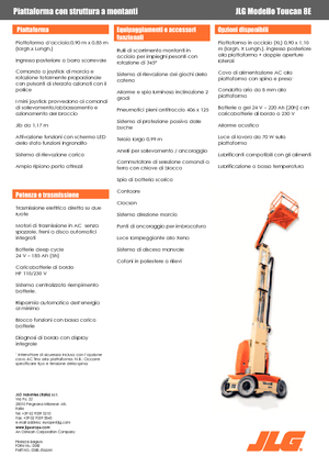 सिंगल वर्टिकल मास्ट बूम लिफ्ट JLG-Toucan Toucan 8 E