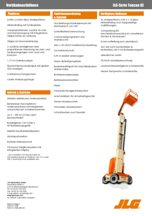 सिंगल वर्टिकल मास्ट बूम लिफ्ट JLG-Toucan Toucan 8 E