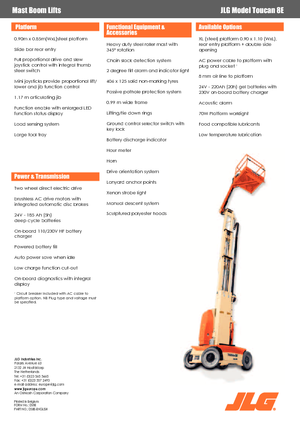 सिंगल वर्टिकल मास्ट बूम लिफ्ट JLG-Toucan Toucan 8 E