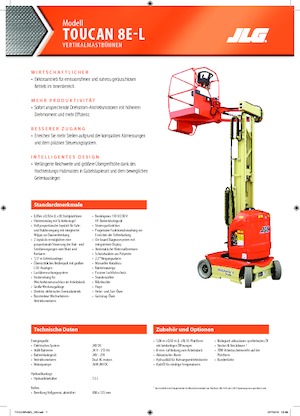 सिंगल वर्टिकल मास्ट बूम लिफ्ट JLG-Toucan Toucan 8E-L