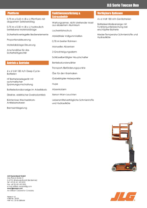 सिंगल वर्टिकल मास्ट बूम लिफ्ट JLG-Toucan Toucan-DUO