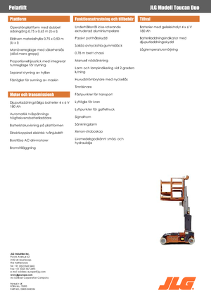 सिंगल वर्टिकल मास्ट बूम लिफ्ट JLG-Toucan Toucan-DUO