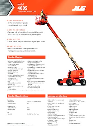 व्हील्ड टेलीस्कोपिक बूम लिफ्ट JLG 400 S