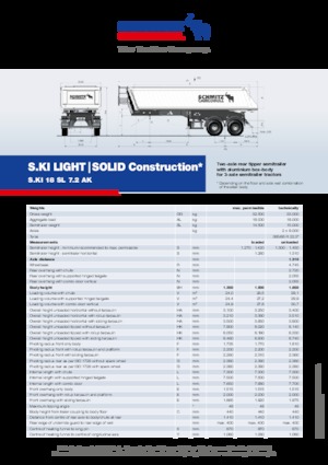 डंप ट्रेलर / टिपर सेमी ट्रेलर Schmitz Cargobull S.KI 18 LIGHT SL 7.2 AK
