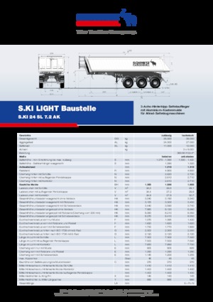 डंप ट्रेलर / टिपर सेमी ट्रेलर Schmitz Cargobull S.KI LIGHT 24 SL 7.2 AK