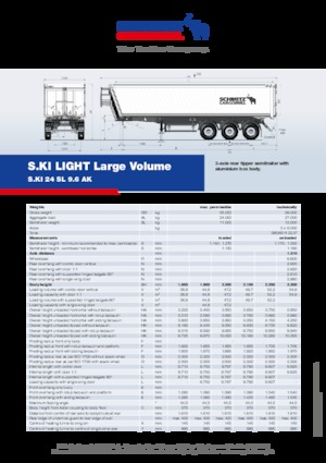डंप ट्रेलर / टिपर सेमी ट्रेलर Schmitz Cargobull S.KI LIGHT 24 SL 9.6 AK