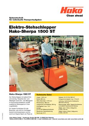 टो ट्रैक्टर Hako Sherpa 1500 ST