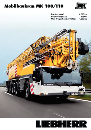 टावर क्रेन ट्रक-माउंटेड - ट्रॉली बी. - बॉटम एसएल. Liebherr MK 100