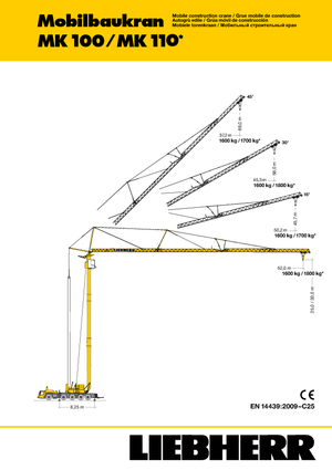 टावर क्रेन ट्रक-माउंटेड - ट्रॉली बी. - बॉटम एसएल. Liebherr MK 100