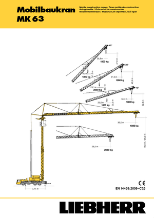 टावर क्रेन ट्रक-माउंटेड - ट्रॉली बी. - बॉटम एसएल. Liebherr MK 63