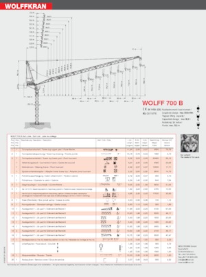 टावर क्रेन - लफिंग बूम - टॉप-स्लीविंग Wolffkran 700 B