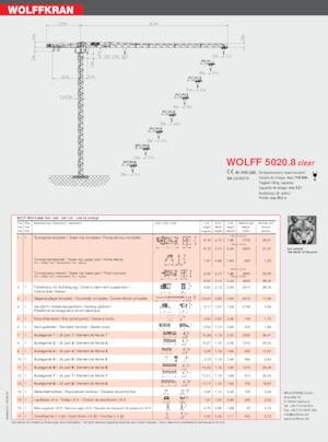 टावर क्रेन - ट्रॉली बूम - टॉप-स्लीविंग Wolffkran 5020.8 clear