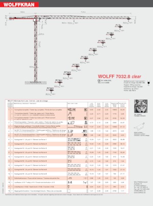 टावर क्रेन - ट्रॉली बूम - टॉप-स्लीविंग Wolffkran 7032.8 clear