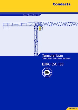 टावर क्रेन - ट्रॉली बूम - टॉप-स्लीविंग Condecta EURO SSG 130