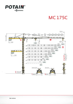 टावर क्रेन - ट्रॉली बूम - टॉप-स्लीविंग Potain MC 175C
