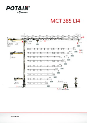 टावर क्रेन - ट्रॉली बूम - टॉप-स्लीविंग Potain MCT 385 L14