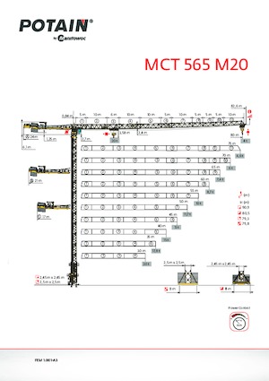टावर क्रेन - ट्रॉली बूम - टॉप-स्लीविंग Potain MCT 565 M20