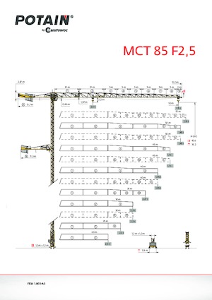 टावर क्रेन - ट्रॉली बूम - टॉप-स्लीविंग Potain MCT 85 F2.5