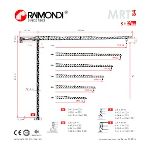 टावर क्रेन - ट्रॉली बूम - टॉप-स्लीविंग Raimondi MRT84