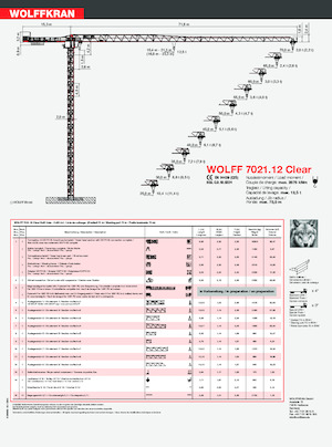 टावर क्रेन - ट्रॉली बूम - टॉप-स्लीविंग Wolffkran 7021.12 Clear