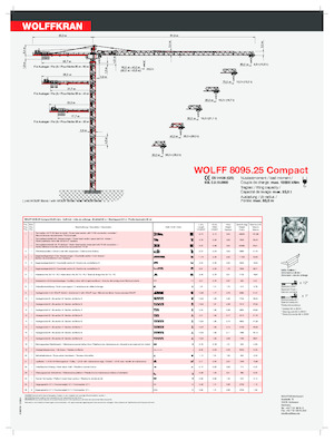 टावर क्रेन - ट्रॉली बूम - टॉप-स्लीविंग Wolffkran 8095.25 Compact