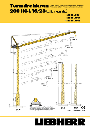 टावर क्रेन - लफिंग बूम - टॉप-स्लीविंग Liebherr 280 HC-L 16/28  Litronic 