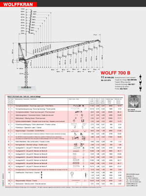 टावर क्रेन - लफिंग बूम - टॉप-स्लीविंग Wolffkran 700 B