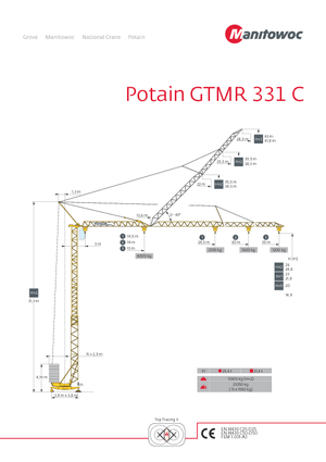 टावर क्रेन - ट्रॉली बूम - बॉटम-स्लीविंग Potain GTMR 331 C