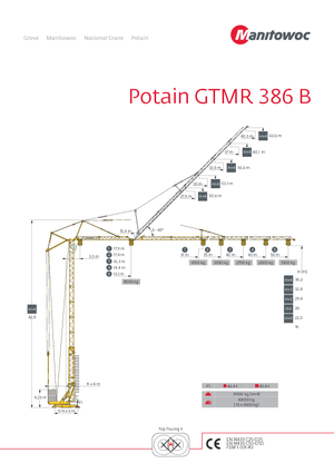 टावर क्रेन - ट्रॉली बूम - बॉटम-स्लीविंग Potain GTMR 386 B