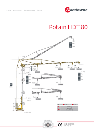 टावर क्रेन - ट्रॉली बूम - बॉटम-स्लीविंग Potain HDT 80