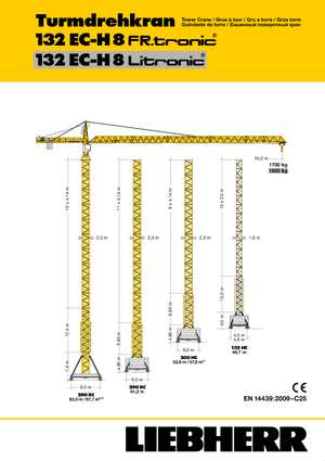 टावर क्रेन - ट्रॉली बूम - टॉप-स्लीविंग Liebherr 132 EC-H 8 FR.tronic