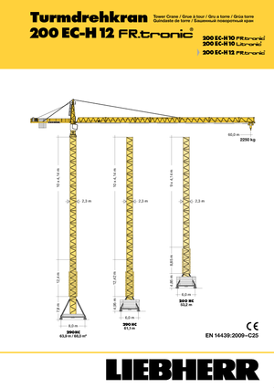 टावर क्रेन - ट्रॉली बूम - टॉप-स्लीविंग Liebherr 200 EC-H 12 FR.tronic