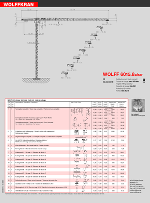 टावर क्रेन - ट्रॉली बूम - टॉप-स्लीविंग Wolffkran 6015.8 clear