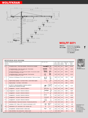 टावर क्रेन - ट्रॉली बूम - टॉप-स्लीविंग Wolffkran 6071 cross