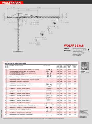 टावर क्रेन - ट्रॉली बूम - टॉप-स्लीविंग Wolffkran 6531.8 cross