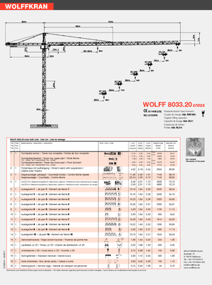 टावर क्रेन - ट्रॉली बूम - टॉप-स्लीविंग Wolffkran 8033.20 cross
