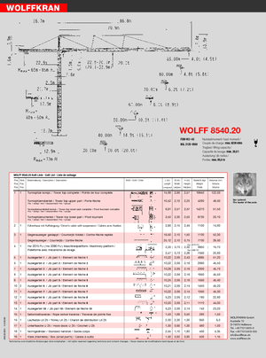 टावर क्रेन - ट्रॉली बूम - टॉप-स्लीविंग Wolffkran 8540.20 cross