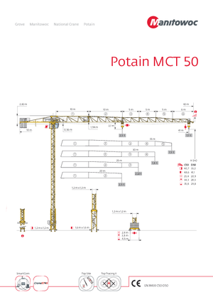 टावर क्रेन - ट्रॉली बूम - टॉप-स्लीविंग Potain MCT 50-2,5 t
