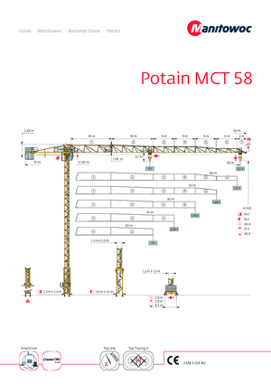 टावर क्रेन - ट्रॉली बूम - टॉप-स्लीविंग Potain MCT 58-2,5 t