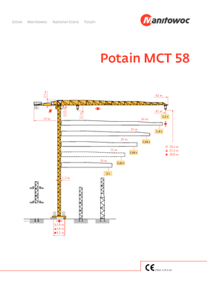 टावर क्रेन - ट्रॉली बूम - टॉप-स्लीविंग Potain MCT 58-3 t