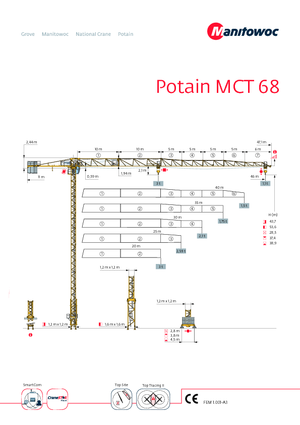 टावर क्रेन - ट्रॉली बूम - टॉप-स्लीविंग Potain MCT 68-2,5 t