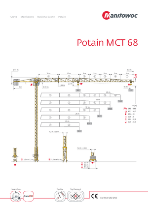 टावर क्रेन - ट्रॉली बूम - टॉप-स्लीविंग Potain MCT 68 B-3 t