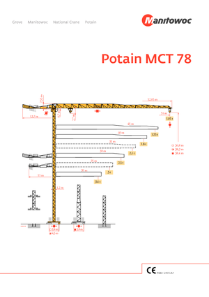 टावर क्रेन - ट्रॉली बूम - टॉप-स्लीविंग Potain MCT 78-3 t
