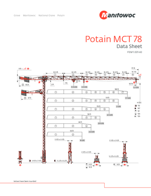 टावर क्रेन - ट्रॉली बूम - टॉप-स्लीविंग Potain MCT 78-3 t