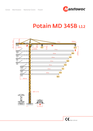 टावर क्रेन - ट्रॉली बूम - टॉप-स्लीविंग Potain MD 345 B-L12