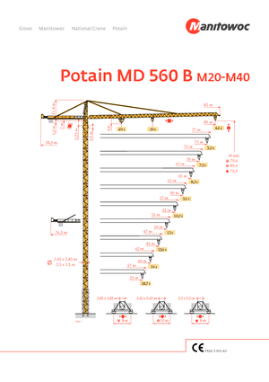 टावर क्रेन - ट्रॉली बूम - टॉप-स्लीविंग Potain MD 560 B 20 T