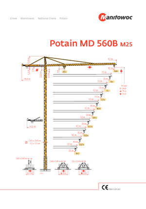 टावर क्रेन - ट्रॉली बूम - टॉप-स्लीविंग Potain MD 560 B 25 T