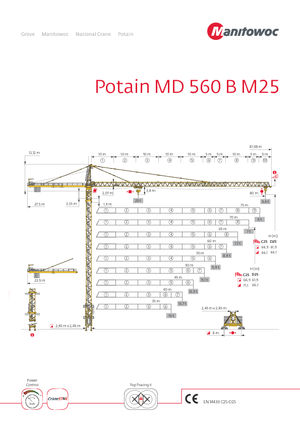 टावर क्रेन - ट्रॉली बूम - टॉप-स्लीविंग Potain MD 560 B 25t
