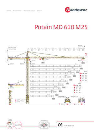 टावर क्रेन - ट्रॉली बूम - टॉप-स्लीविंग Potain MD 610 M 25